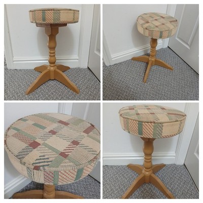 Vintage 80er Jahre - Holz creme gepolsterter Barhocker Sitz - Kneipe Retro Original