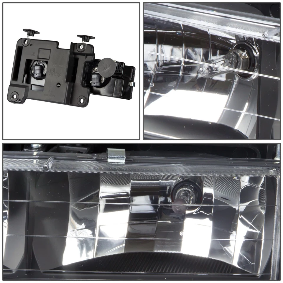 Par de faros de carcasa negra para camioneta Chevy C/K 1988-1998 + caja de herramientas Foto 2 de 3