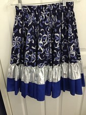 Vintage Square Up Fashions Blue/Silver Unique Bow Dance Circle Skirt Small USA