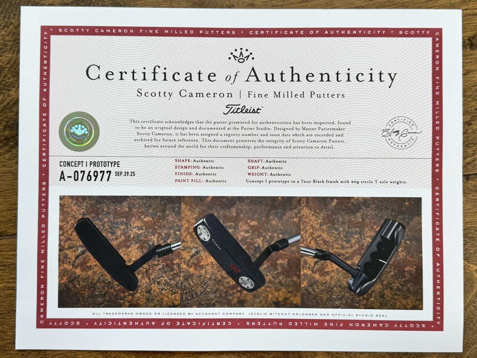 A076977, the certificate in an eBay listing's photos