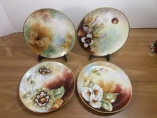 Antique Set Of 4 Haviland France Hand Painted 6 Inch Porcelain Plates Roses Vtg