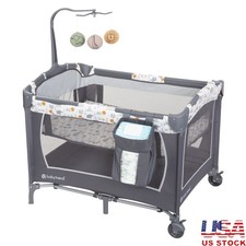 2-in-1 Nursery Center Playard W/ Removable Bassinet Mobile Toys Travel Bag New