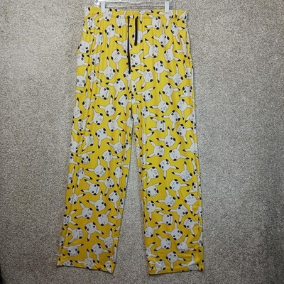 Pokemon Pajama Pants Adult 2XL Yellow Pikachu Faces Print Drawstring Lounge