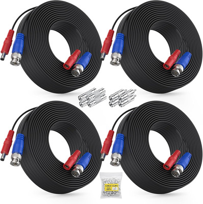 4 Pack 30M/100Ft All-In-One Video Power Cables, BNC Extension Surveillance Camer
