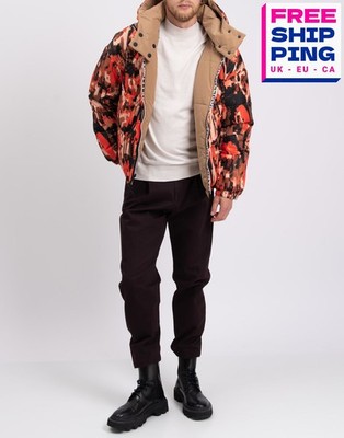 UVP710  JUST CAVALLI Jacke IT52 US42 XL wattiert abnehmbare Kapuze gesteppt bedruckt