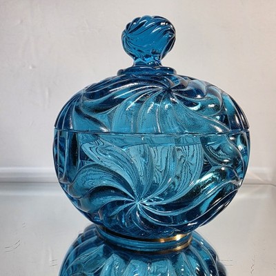 Baccarat Rosaces Multiples Blue Orb Candy W/Gold Decoration