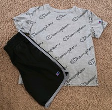 Boys Outfit. Size 6. Champion Brand. T-shirt Shorts. Black Gray