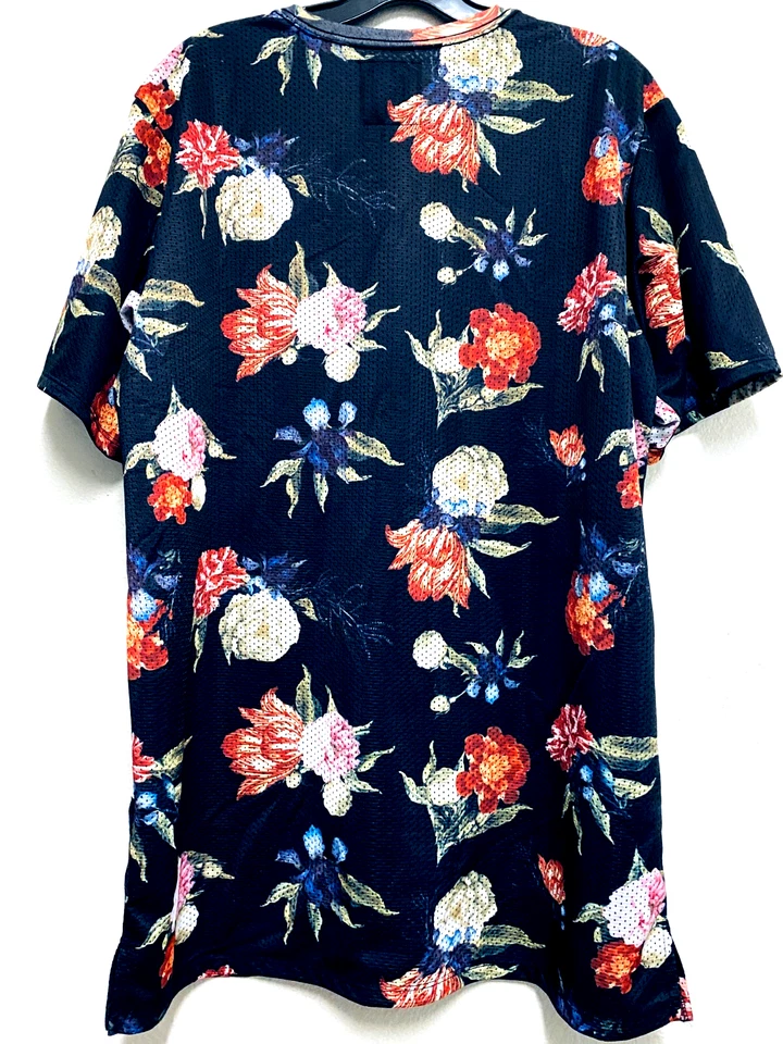 VINTAGE ON THE BYAS JERSEY MESH BLACK FLORAL TROPICAL JERSEY SHIRT SIZE L - Image 2 of 4