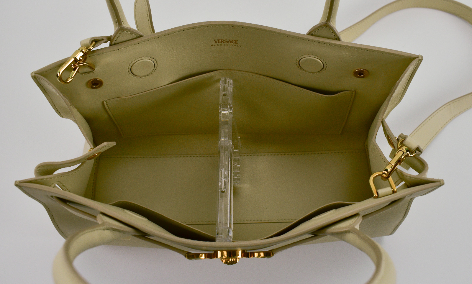 Versace Medusa '95 Women's Handbag Light Sand Leather Tote with Removable Strap image 9