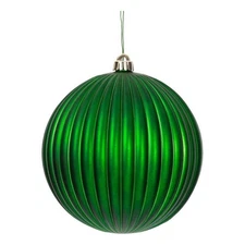 Vickerman 8" Traditional Plastic Ball Ornament in Green Matte (Set of 4)