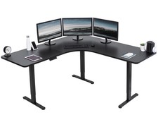 VIVO Black Electric 71" x 71" Curved Corner Stand Up Desk