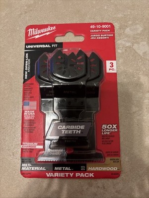 Milwaukee 49-10-9001 OPEN-LOK 3Pc Multi-Tool Blade Variety Pack Carbide Bi-Metal