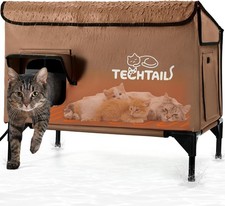 Large Heated Outdoor Cat House Insulated Weatherproof Cat Shelter W/Slanted Roof
