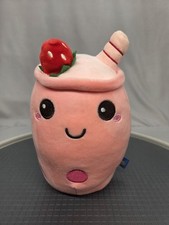 Cute Boba Milk Tea Plush Toy Pink Strawberry Flavor Apple Design Soft Stuffed