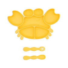 Baby Bubidoodoo Crab Silicone Baby Feeding Set, Suction Plate with Spoon  Fork