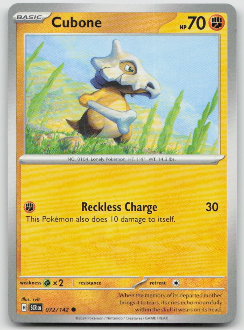 Cubone 072/142 Common Stellar Crown Pokemon Near Mint