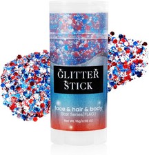 Red White and Blue Face Hair Body Glitter Stick 0.56 Ounce Model LG-146-08 USA