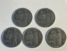 Lot of 5 100 Lire Coins 1955, 76, 77, 78, 79 Free Shipping