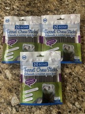 Lot de 3 bâtonnets à mâcher pour furet en os N saveur bacon friandises et collations -août 2027-