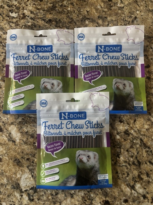 N-Bone Ferret Chew Sticks Bacon Flavor Treats & Snacks Lot Of 3 -Aug. 2027-