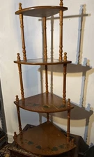 Vintage 4 Tier Wooden Corner Shelf with Spindles