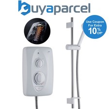 Mira Jump Electric Multi Fit Shower 9.5kw White Chrome + Kit Top Bottom Fitting