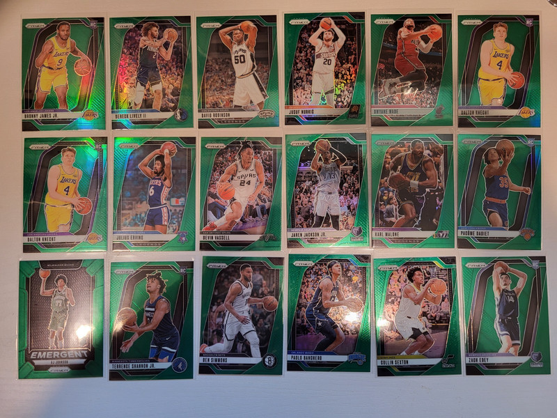 2024-25 Panini Prizm Basketball Green Lot (18) Bronny James RC Dr J Wade Edey