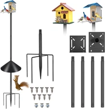 Smart Bird Feeder Pole Stand 79In,Adjustable Height Metal Bird House Pole for Ou