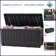 Weather-Resistant Garden Storage Box with 92 Gallon Capacity and Hinge Opening