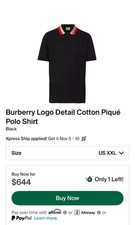 Burberry Logo Detail Cotton Piqu  Polo Shirt Black FITS M/L SIZE XXL USED