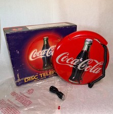 COCA COLA BLINKING DISC PHONE 1995 ORIGINAL BOX NEON LIGHTS MUSICAL RINGER LOGO