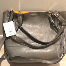 Calvin Klein Gray Shoulder Bag Zip Closure Si...