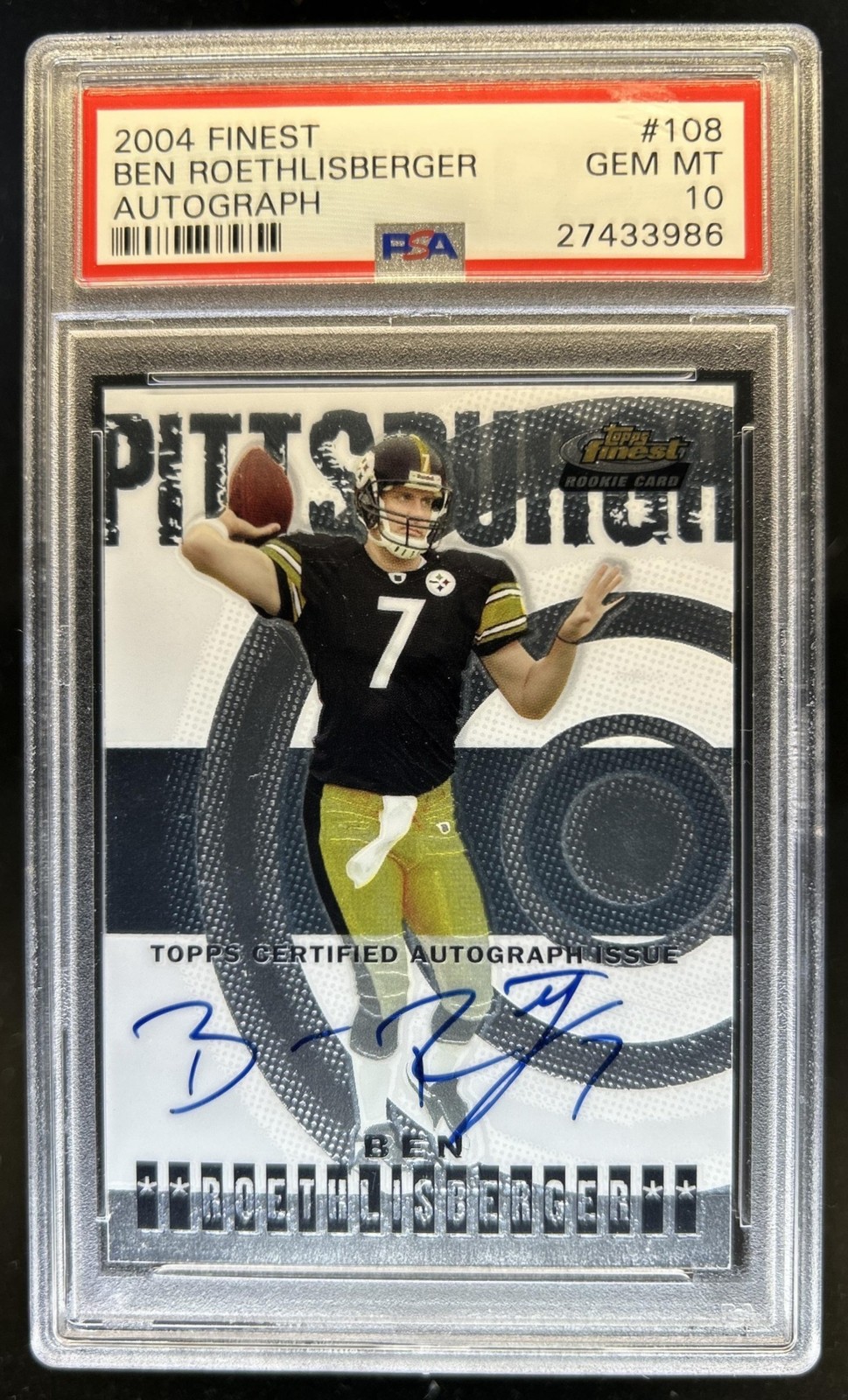 Ben Roethlisberger Finest #108 Autograph