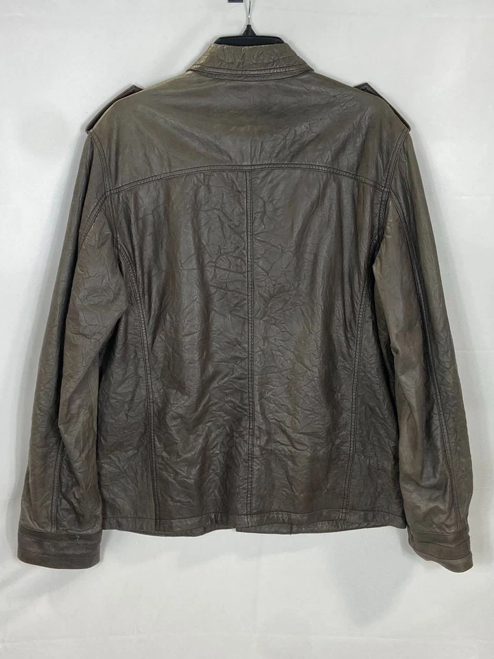 Chaqueta Hugo Boss Para Hombre Cuero Cordero Marrón Estilo Militar Talla 40R Foto 2 de 4