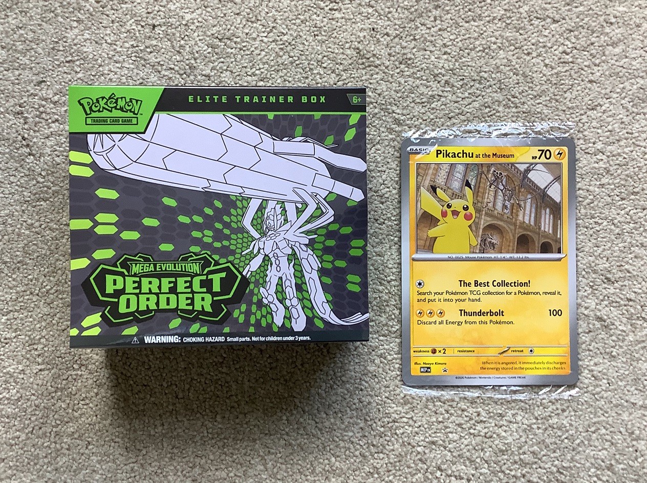 POKÉMON TCG PERFECT ORDER ETB + PIKACHU AT MUSEUM JUMBO CARD BOTH FACTORY SEALED
