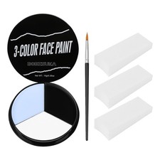 BOBISUKA White Black Grey Face Body Paint 3PC Sponge Brush, Colored Eye B...