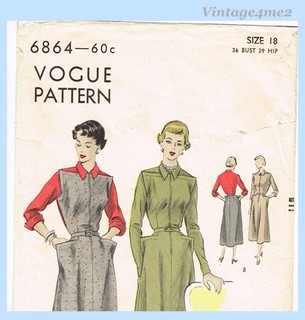 V4me2 Outlet – 1940s Vogue 6864 Chic Afternoon Dress Sewing Pattern Size 36