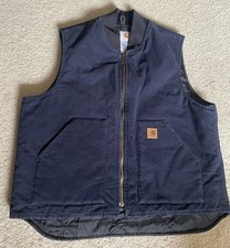 Carhartt V02 MDT Dark Blue Canvas Quilt Lined Vest-Size XL