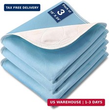 Washable Waterproof Underpads, 24" x 18" 3 Pack Reusable Incontinence Pads for