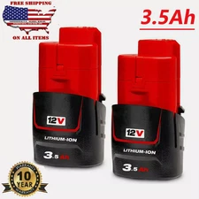 2x Fit For Milwaukee M12 LI-ION XC 3.5Ah High Capacity Battery 12V 48-11-2402