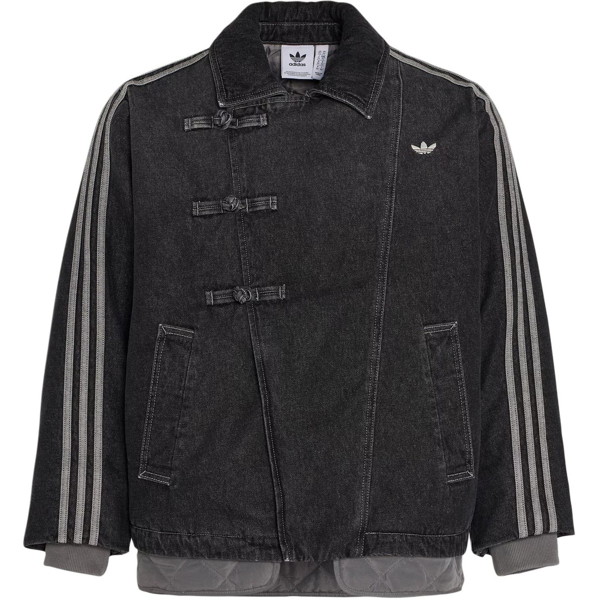 adidas Originals Men's Black Denim Jacket Three Stripes Chinese