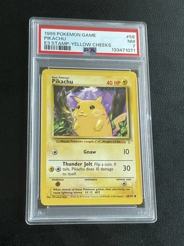 Pokemon TCG 1999 Pikachu #58 E3 Stamp Yellow Cheeks PSA 7 WOTC New Slab