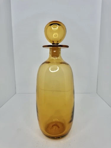 Vintage MCM Blenko Glass 7323 Decanter In Wheat 13.5” W/stopper Stunning