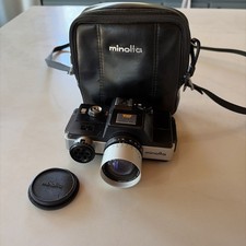Minolta 110 Zoom Black Vintage SLR Camera With Bag - Untested