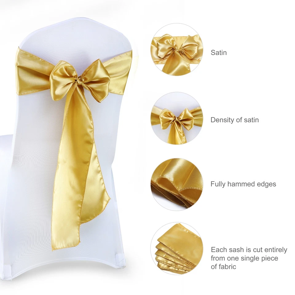 Satin Chair Sashes Bow + Satin Table Runners Wedding Party Decor (Combo Offer) - Image 2 of 3