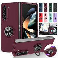 For Samsung Galaxy Z Fold 6 Fold 5 4 3 Ring Holder Case Slim Matte Stand Cover