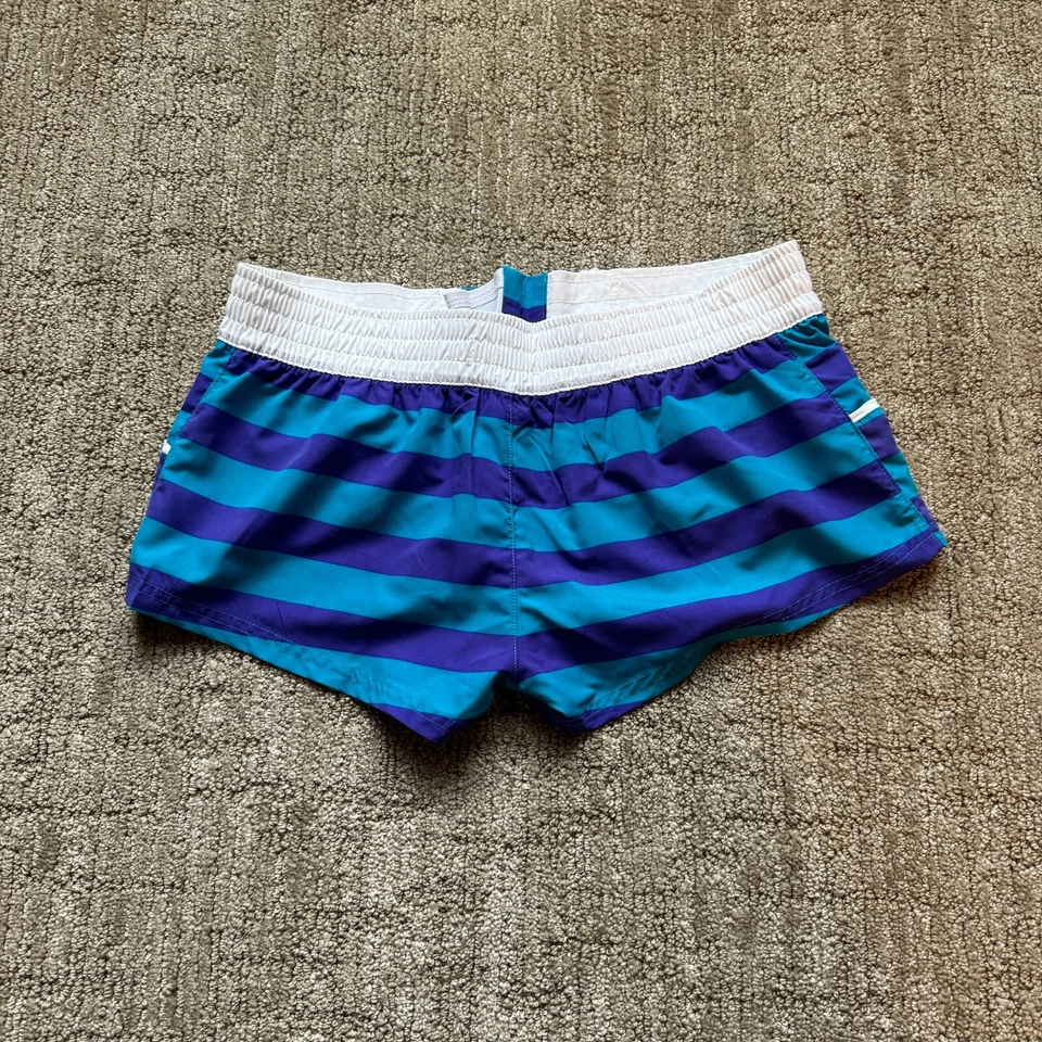 Bermuda de natação infantil Op meninas listrada azul e roxa tamanho M (7-9) - Imagem 2 de 4