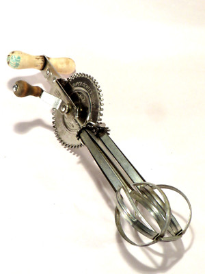 Vintage A&J Egg Beater Silver Super Center Drive High-Speed 11.5''