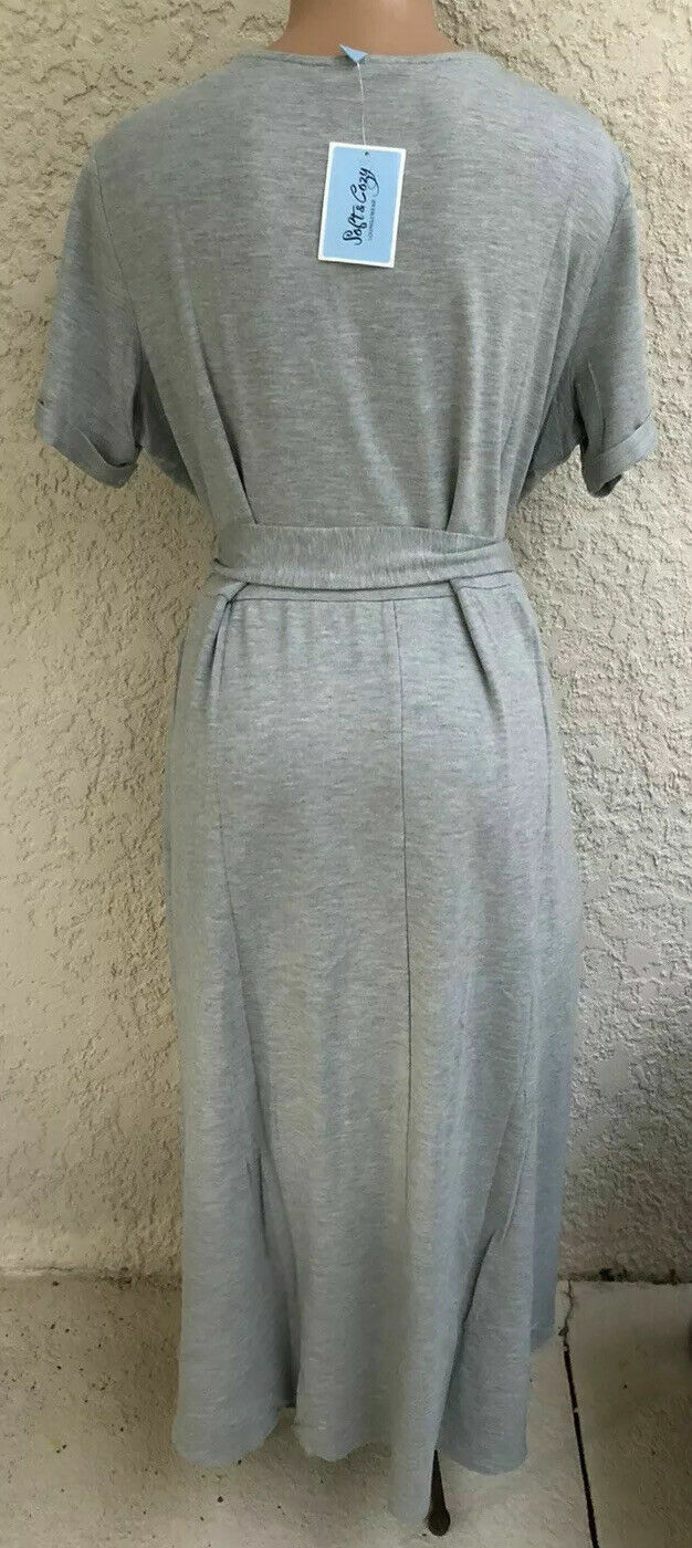 Soft Cozy Loungewear Cool Luxe Knit WrapSkirt Dress, Heather Grey,,  Size MED