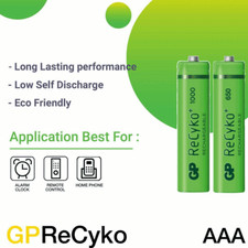 GP ReCyKo AAA RECHARGEABLE 1000Series BATTERIES PRE-CHARGED 400 650 950 mAh